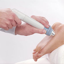Shockwave therapy SWT appllication. Heel spur.
